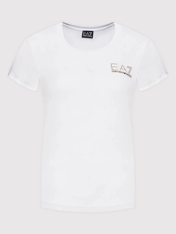 EA7 Emporio Armani T-shirt T-shirt Donna con borchiette Bianco - Francavilla Moda